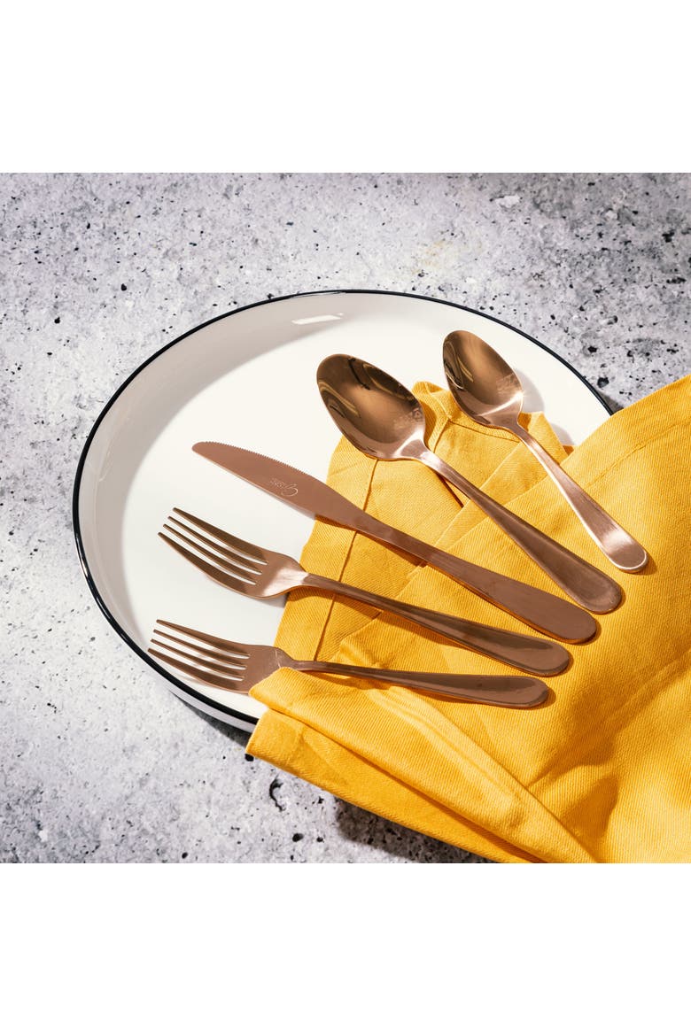 Stravidia 20 Piece Flatware Set  Gold Stainless Steel, Alternate, color, Metallic Gold