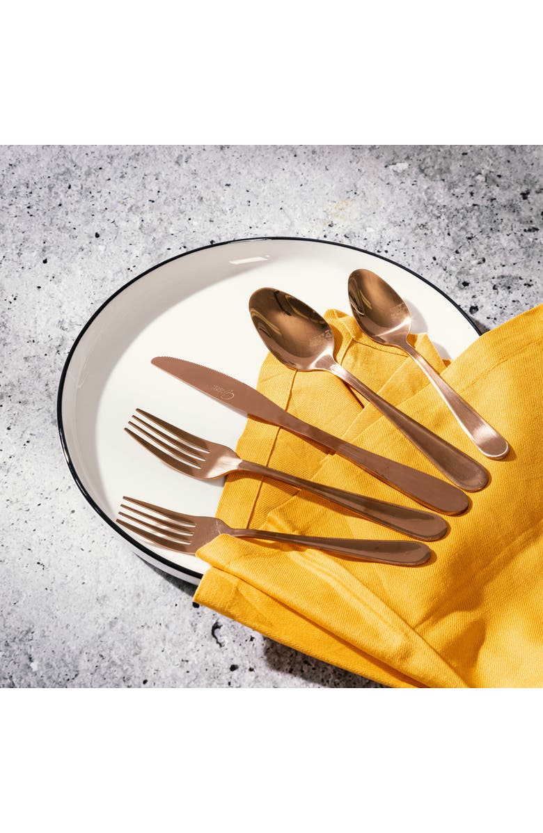 Gibson Home Stravidia 20 Piece Flatware Set Gold Stainless Steel, Alternate, color, Metallic Gold