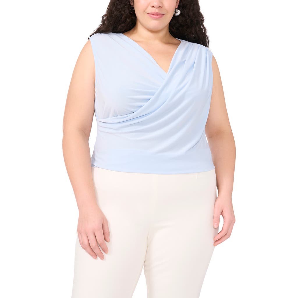 Vince Camuto Plus Size Draped Cross-neck Sleeveless Top In Frozen
