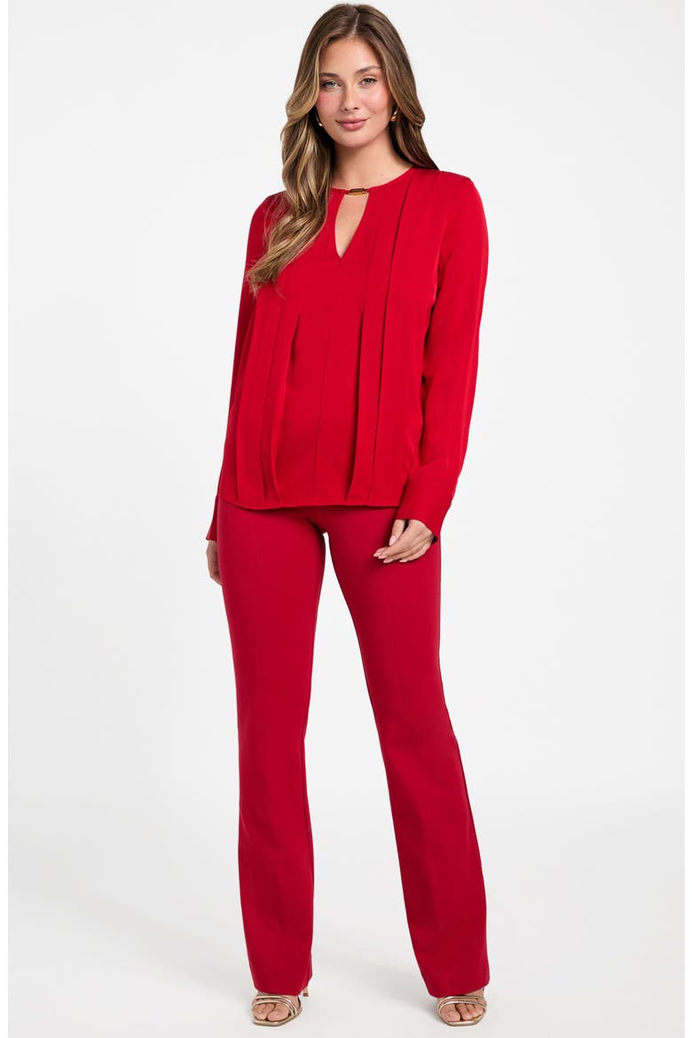 Anita Keyhole Pleated Top, Alternate, color, SAMBA RED VIBES