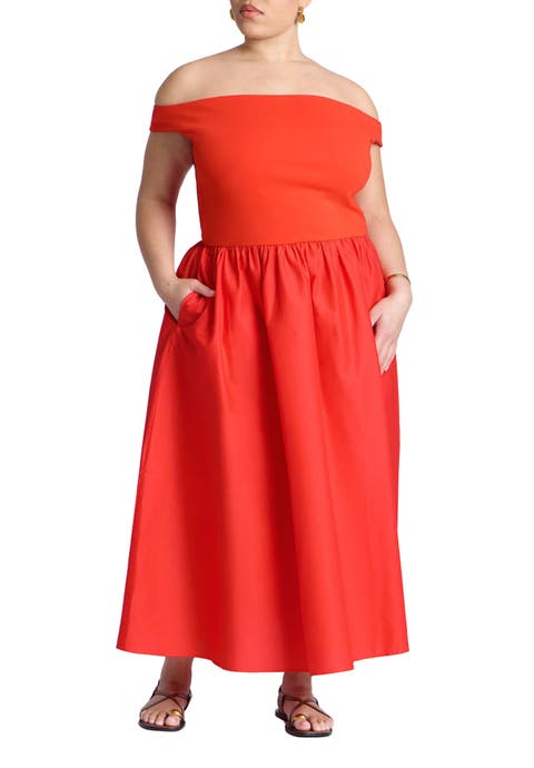 Boat Neck Mixed Fabric Dress (Plus Available)