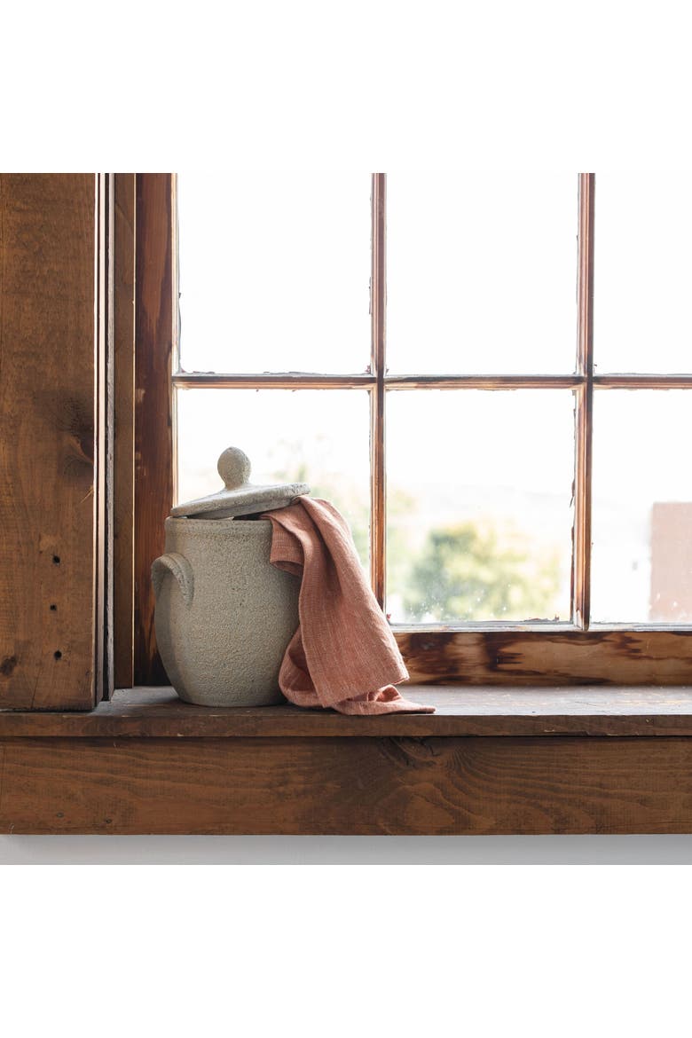 Distressed Gray Terracotta Canister with Lid, Alternate, color, Gray
