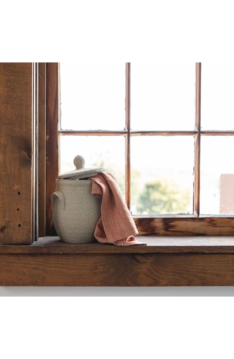 Foreside Home and Garden Distressed Gray Terracotta Canister with Lid, Alternate, color, Gray