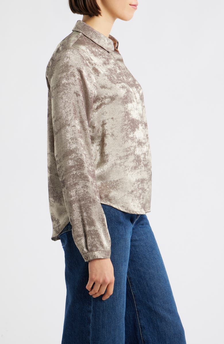 Cloth & Stone Hidden Placket Velvet Button-Up Blouse, Alternate, color, Champagne Foil