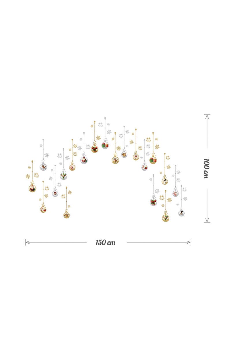 WALPLUS Matte Gold and Silver Christmas Ornaments Wall Stickers Set, Alternate, color, 