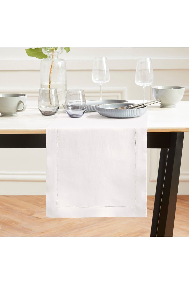 Linen Table Runner - Sonoma Hemstitch, Main, color, White