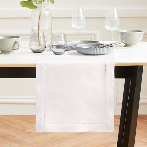 Linen Table Runner for Dining Table, Holiday and Everyday Table Decor - Sonoma Hemstitch