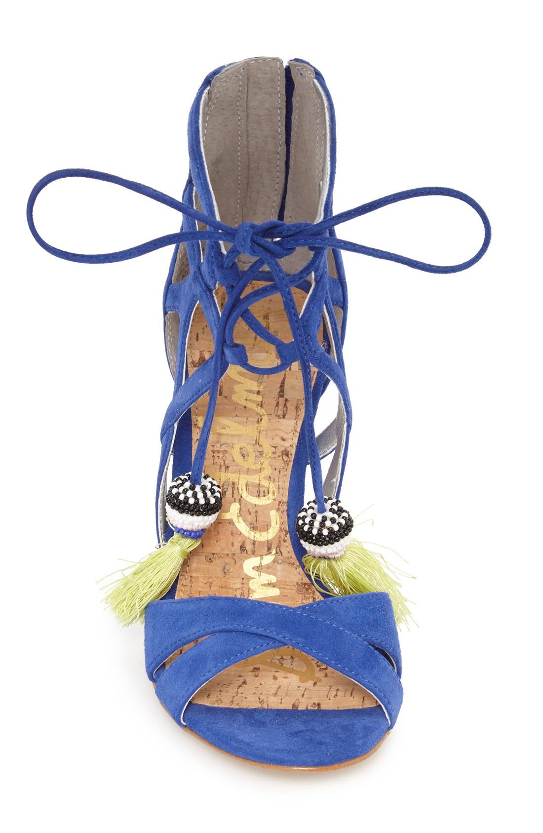'Azela' Tassel Lace-Up Sandal, Alternate, color, SAILOR BLUE SUEDE