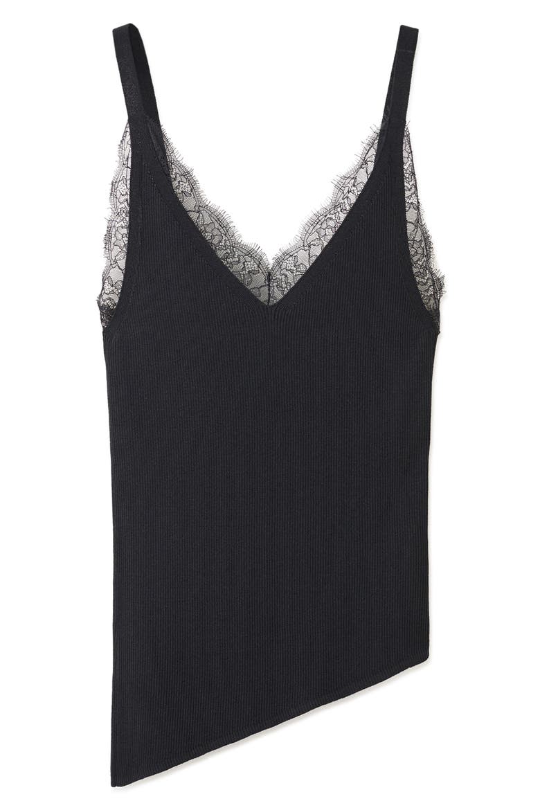 Curcuma Lace Detail Asymmetric Knit Top, Alternate, color, BLACK