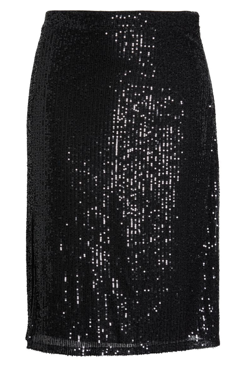 Friday Nights Sequin Midi Skirt, Alternate, color, BLACK