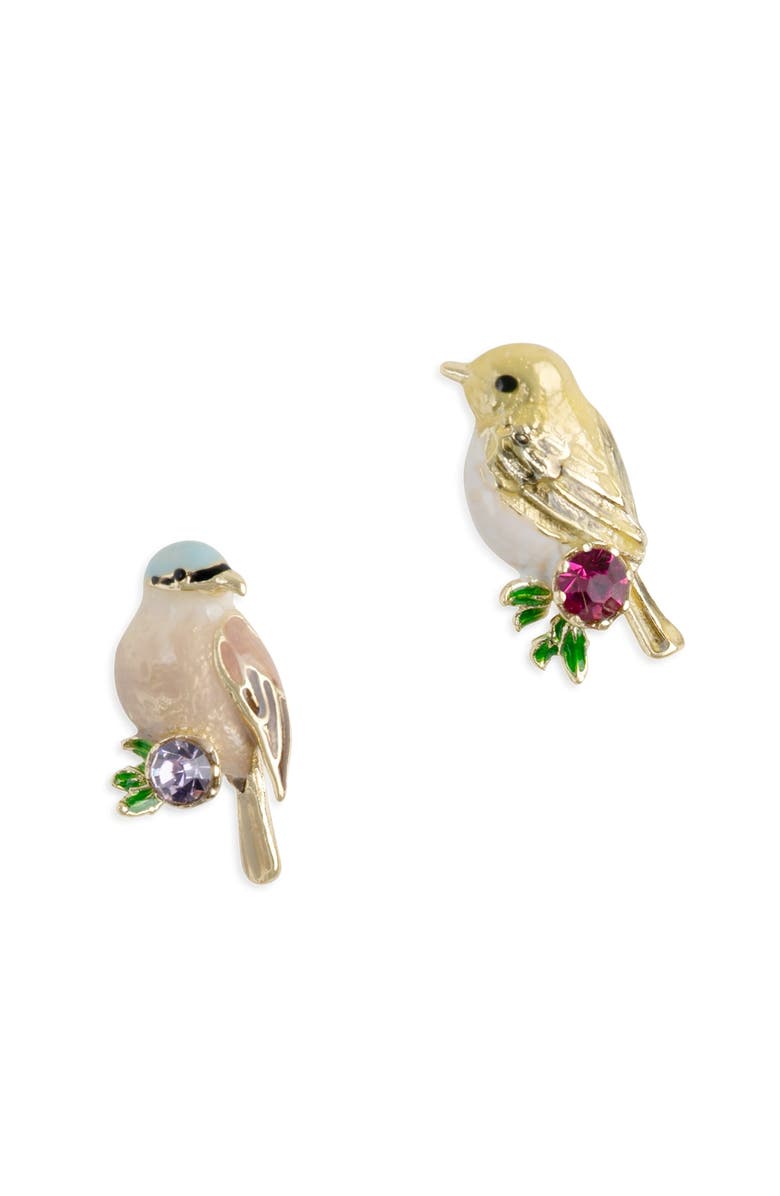 Bill Skinner Studio Goldcrest & Coal Tit Duet - Mismatched Earstuds, Main, color, Goldcrest And Coal