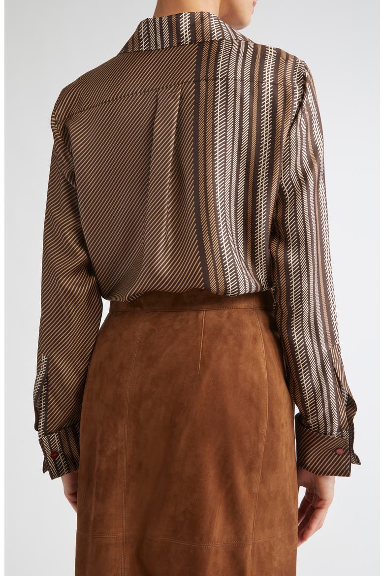 Shaker Stripe Silk Top, Alternate, color, CHOCOLATE