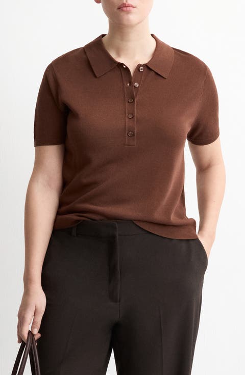 Short Sleeve Jersey Polo Sweater (Regular & Plus)