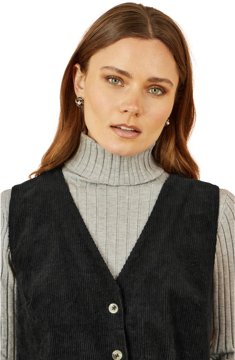 Yumi Cord Tunic Dress With Pockets, Alternate, color, Black