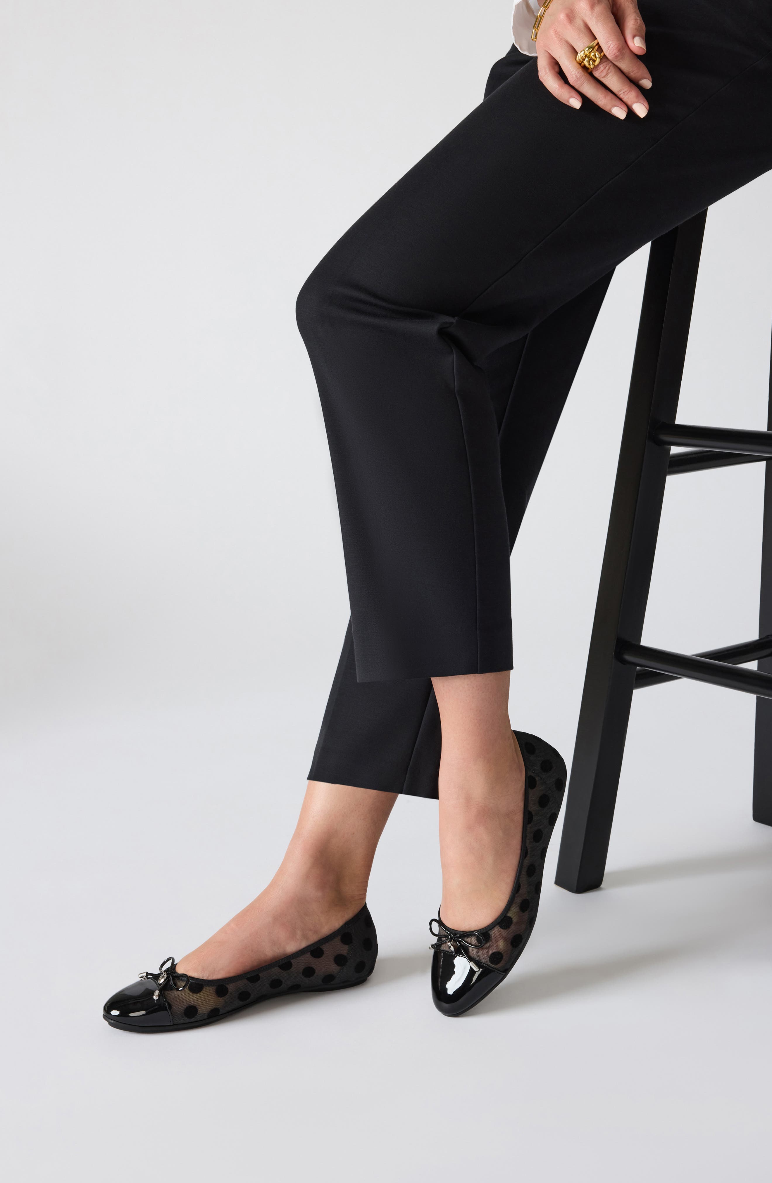 Anne Klein Luci Cap Toe Flat, Alternate, color, Black Dot