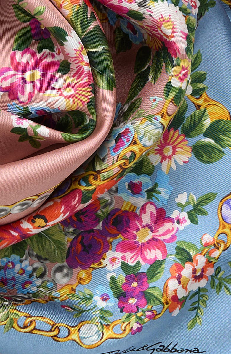 Dolce&Gabbana Floral Print Silk Square Scarf, Alternate, color, Hf5xk Mazzolini Fiori Fros