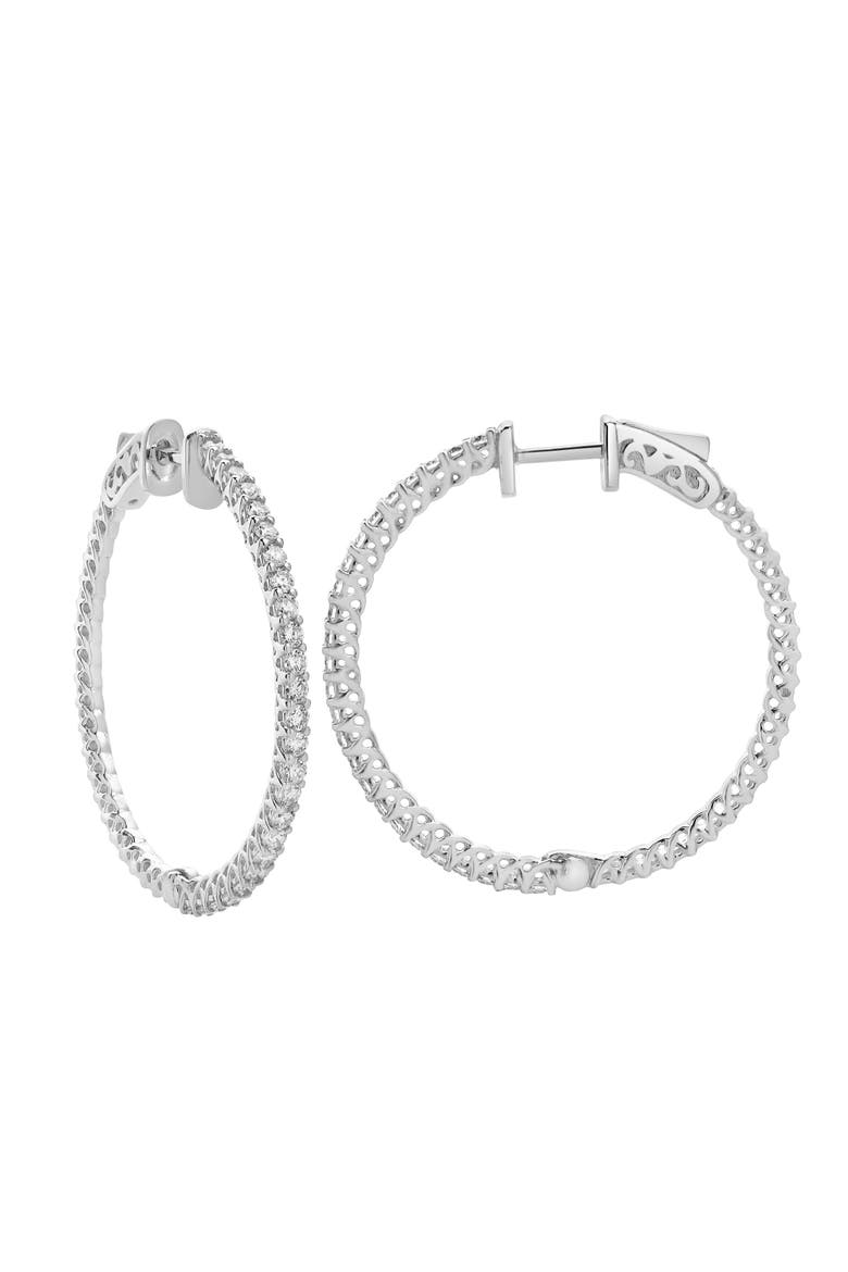 Sepharna 14K Gold Diamond Hoop Earrings - 1.2 Cts, Main, color, 14K White Gold