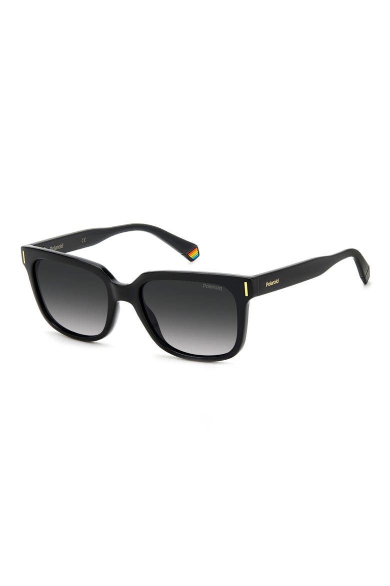54mm Polarized Rectangular Sunglasses, Alternate, color, BLACK/ GRAY POLAR