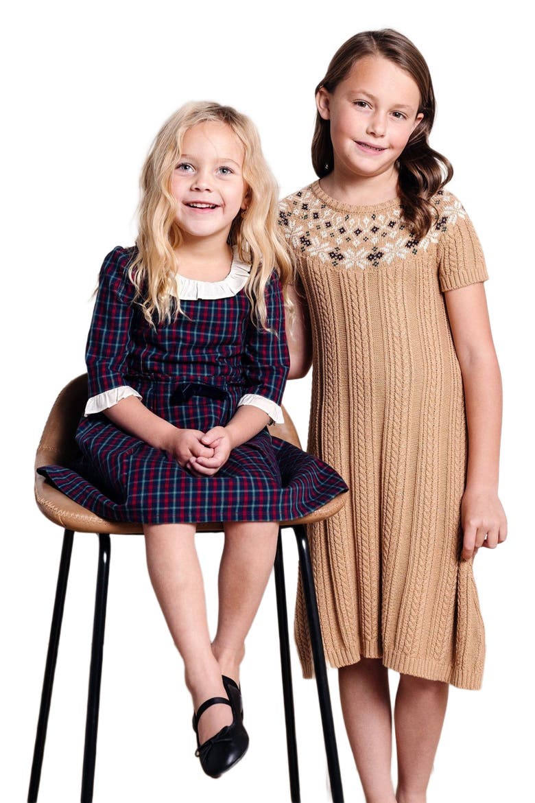 Baby Girls' Organic Fair Isle Cable Sweater Dress, Infant, Alternate, color, Ivory Fair Isle Cable