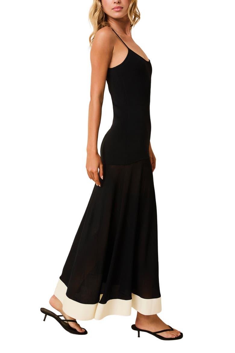 Tess Contrast Trim Maxi Sundress, Alternate, color, NOIR X BRULE