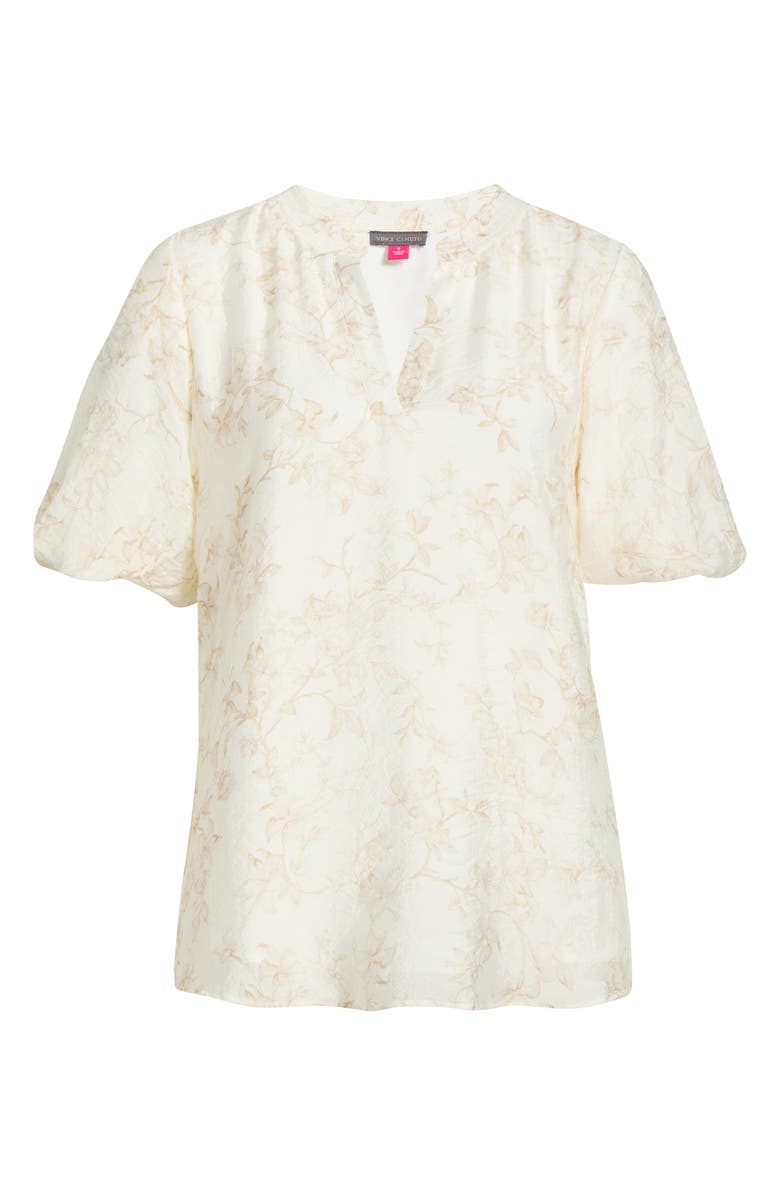 Vince Camuto Floral Print Short Sleeve Top, Main, color, Camel