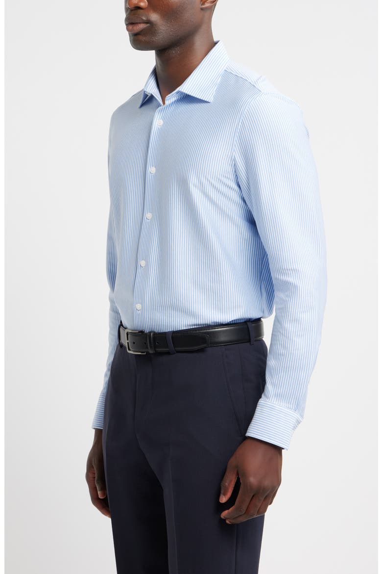 Tiller Lux Cotton Stripe Knit Button-Up Shirt, Alternate, color, BLUE- WHITE SHIRTING STRIPE