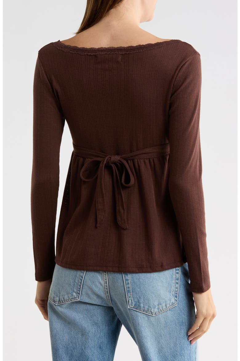 Surplice Babydoll Top, Alternate, color, CHESTNUT BROWN