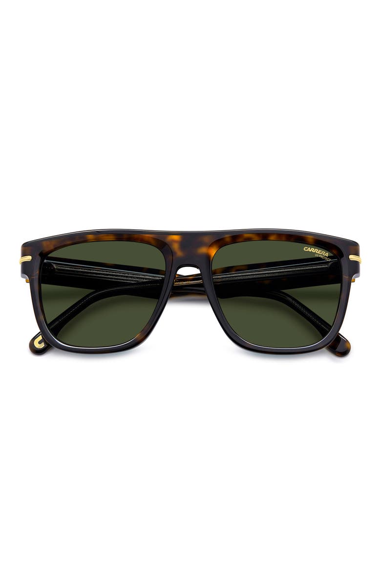 57mm Rectangular Sunglasses, Alternate, color, DARK HAVANA GOLD/ GREEN