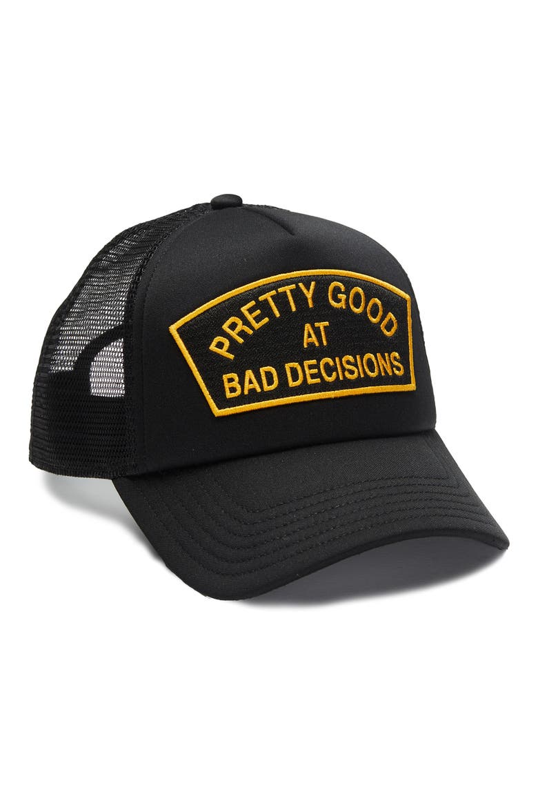 Pretty Good Mesh Back Trucker Hat, Main, color, BLACK