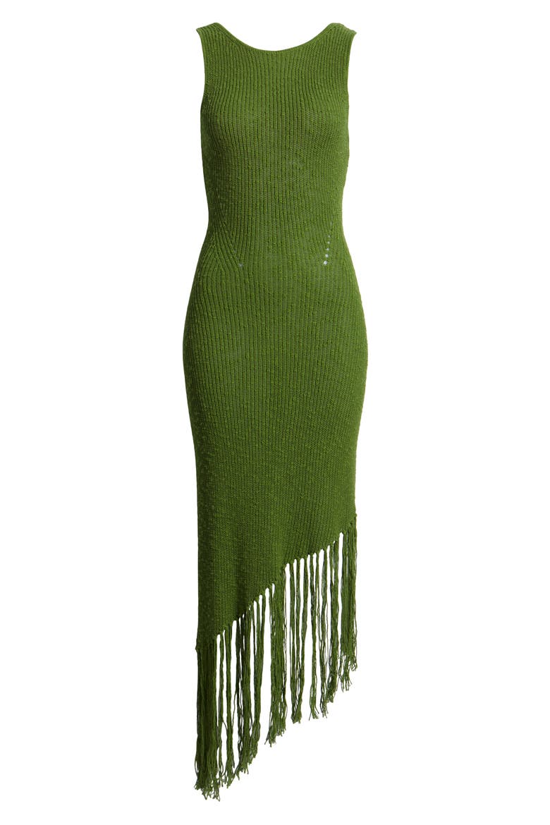 Rylee Sleeveless Fringe Hem Sweater Dress, Alternate, color, BANANA PALM