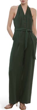 MANGO Halter Neck Belted Jumpsuit