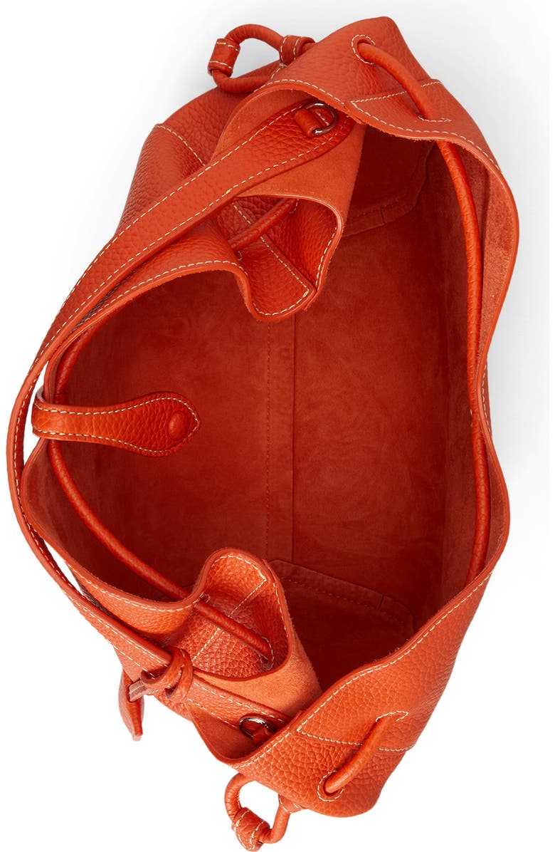 Polo Ralph Lauren Small Polo Play Pebble Leather Bucket Bag, Alternate, color, Sunset Orange