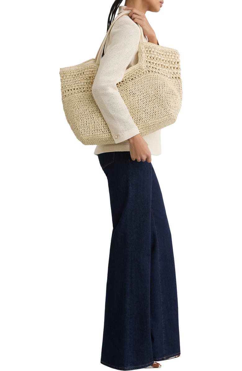Reiss Evelyn Raffia-Effect Tote, Alternate, color, Natural