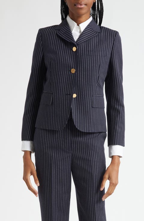 Pinstripe High Twist Wool Sport Coat