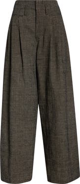 R13 Triple Pleat Linen & Wool Wide Leg Pants