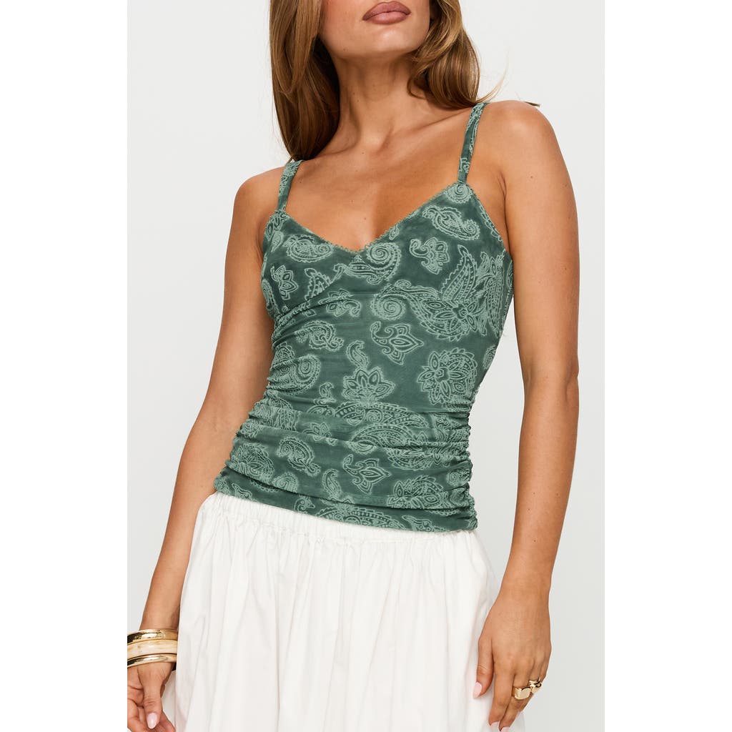 Princess Polly Attention On Me Paisley Velvet Burnout Camisole In Blue