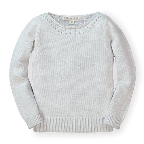 Hope & Henry Baby Girls' Organic Pointelle Detail Sweater, Infant In Light Grey Heather
