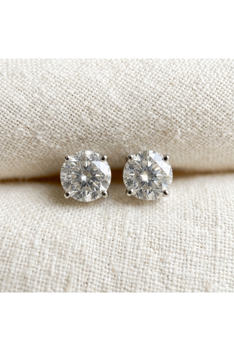 14k or Gold 2 Ct T.W. Certified Natural Diamond Studs, Alternate, color, 14K White Gold