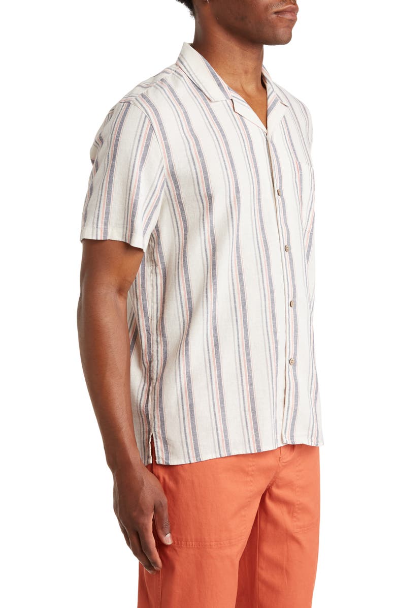 Marine Layer Stripe Short Sleeve Stretch Hemp & Lyocell Button-Up Shirt, Alternate, color,