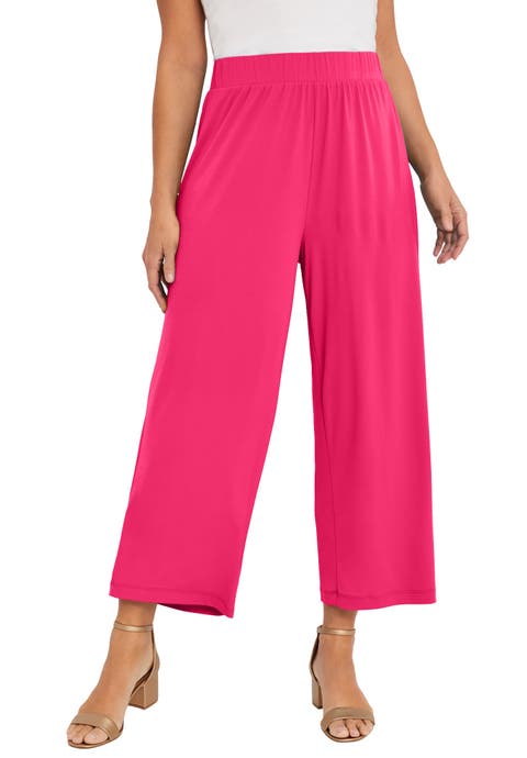 Stretch Knit Wide Leg Crop Pant (Plus)