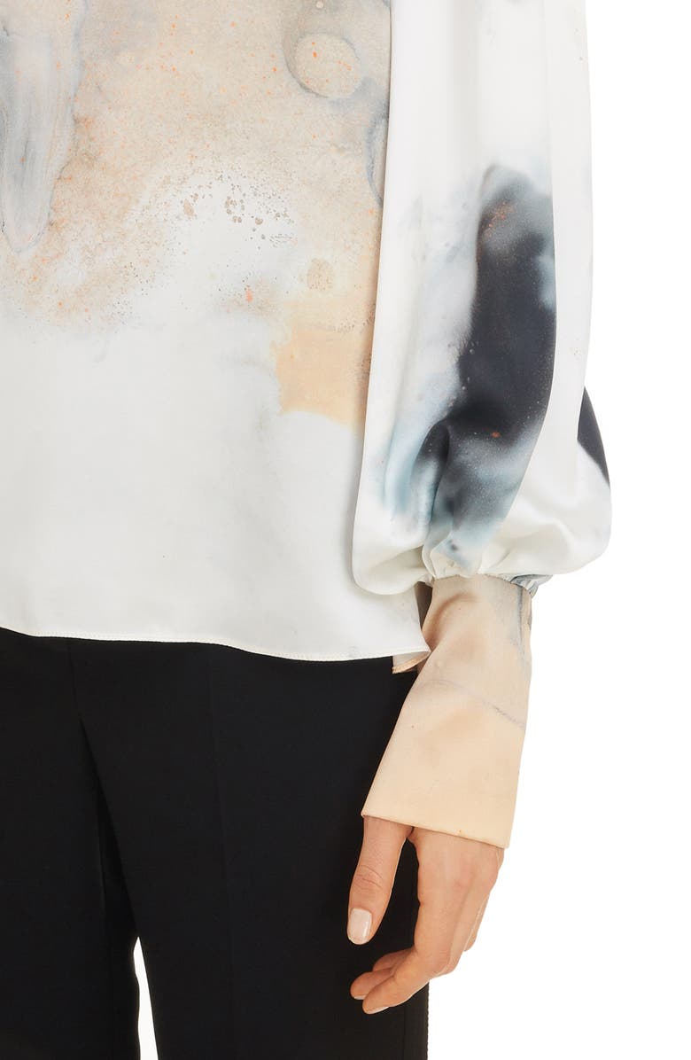 Roksanda Print Bishop Sleeve Silk Blouse, Alternate, color, 