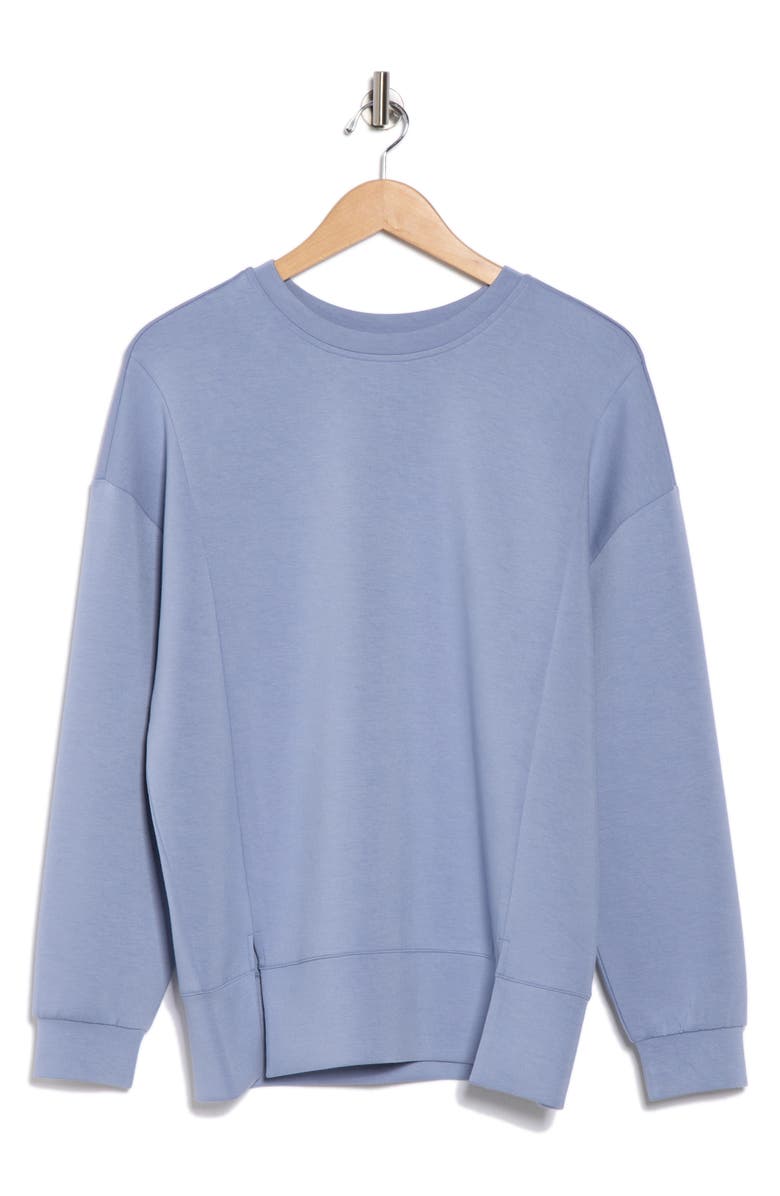 Z by Zella Whisper Knit Oversized Crew Pullover, Alternate, color, Blue Tempest