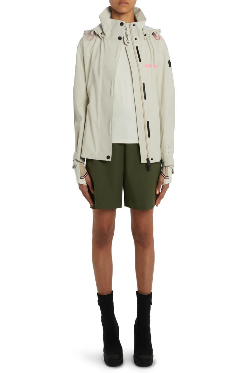 Moncler Grenoble Water Repellent Belted Technical Stretch Nylon Shorts, Alternate, color, Military Green