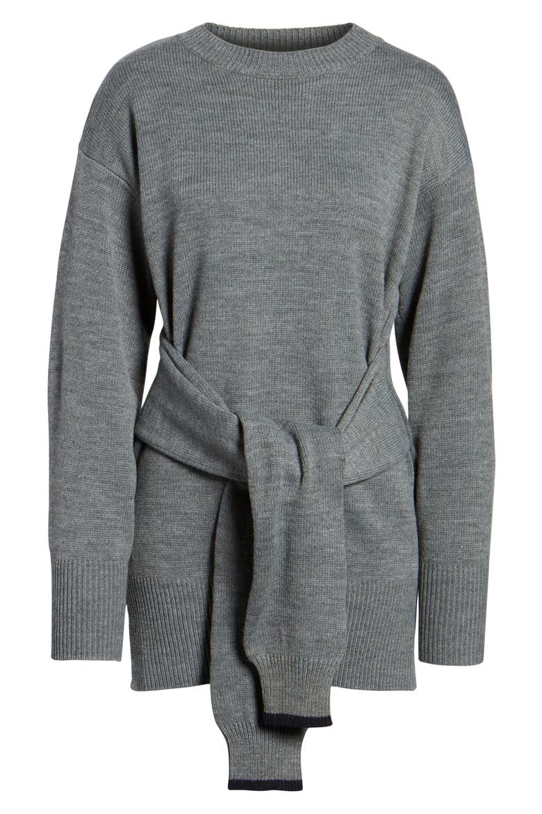 Tie Front Sweater, Alternate, color, GREY