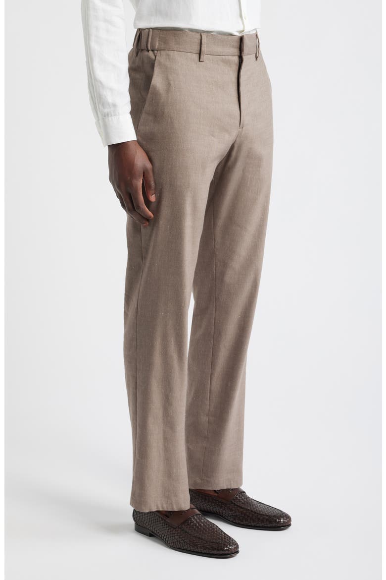 Linen Blend Flat Front Pants, Alternate, color, BROWN DESERT - GREY FUNGI