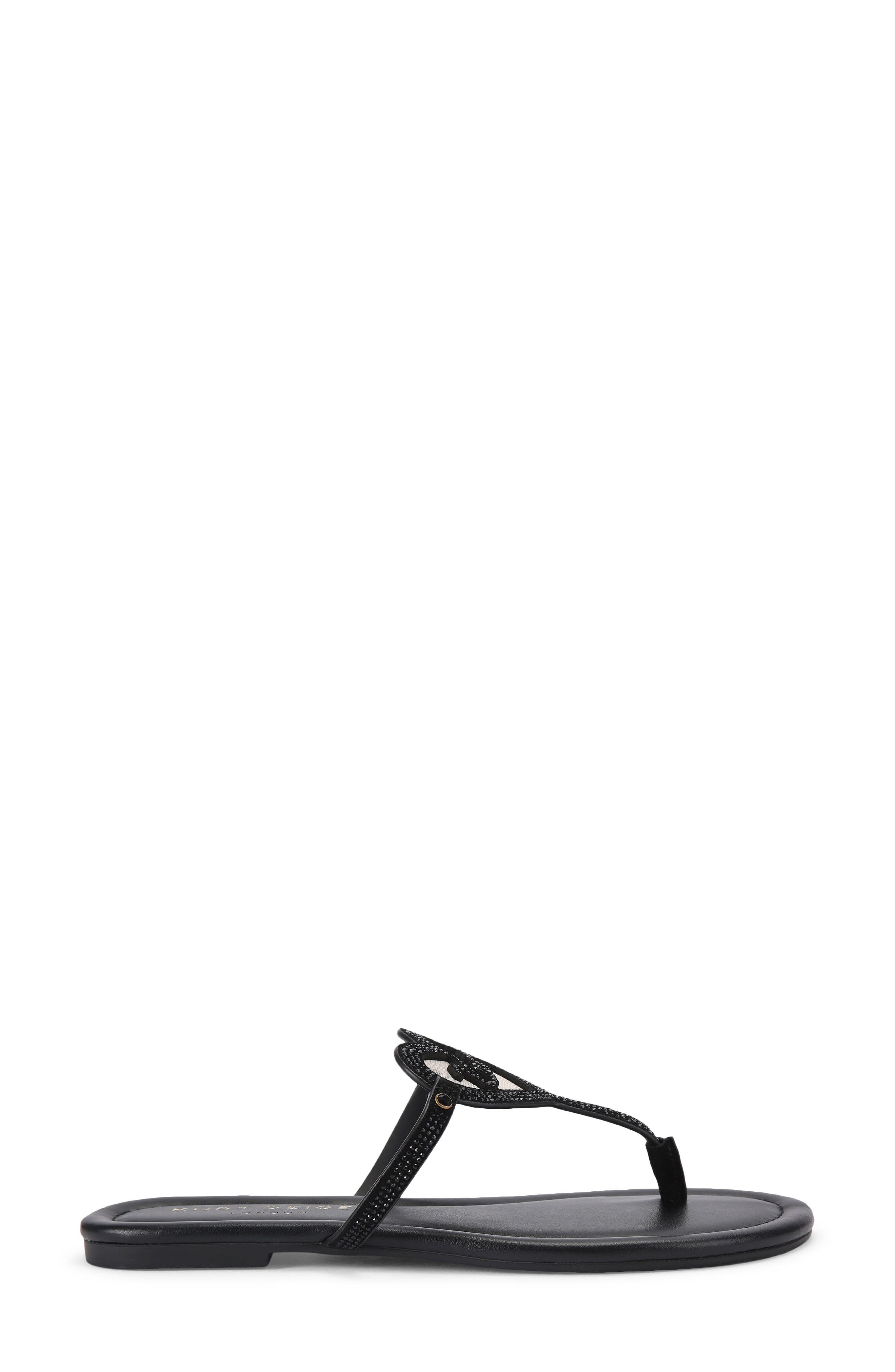 Kurt Heart T-Bar Leather Flat Sandal, Main, color, BLACK
