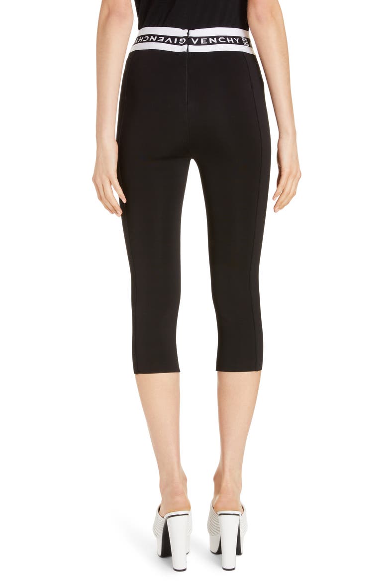Logo Waist Crop Leggings, Alternate, color, BLACK