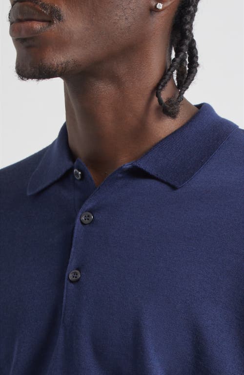 John Smedley Cotswold Wool Polo Sweater In Blue