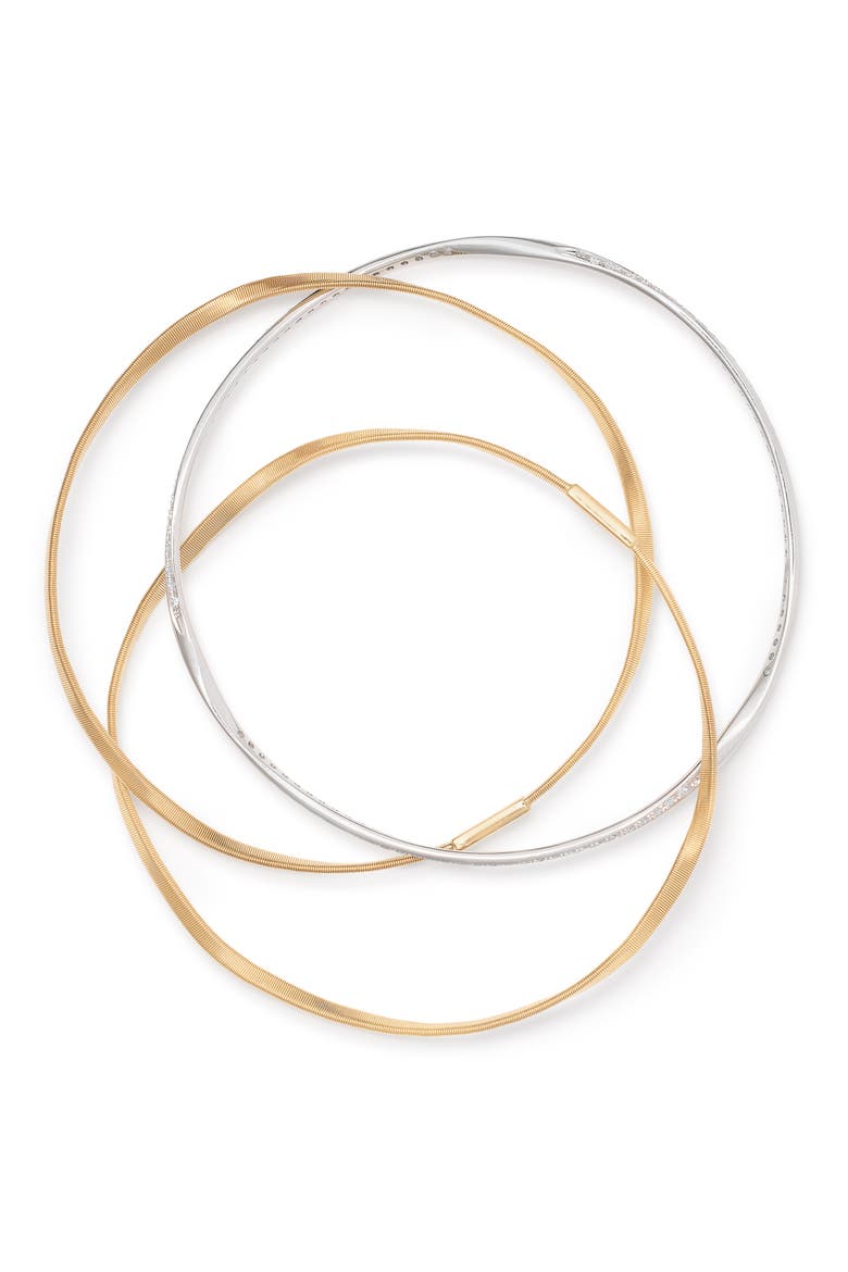 Set of 3 18K Gold Marrakech Diamond Bangle Bracelets, Alternate, color, 18K TWO TONE GOLD/ DIAMOND