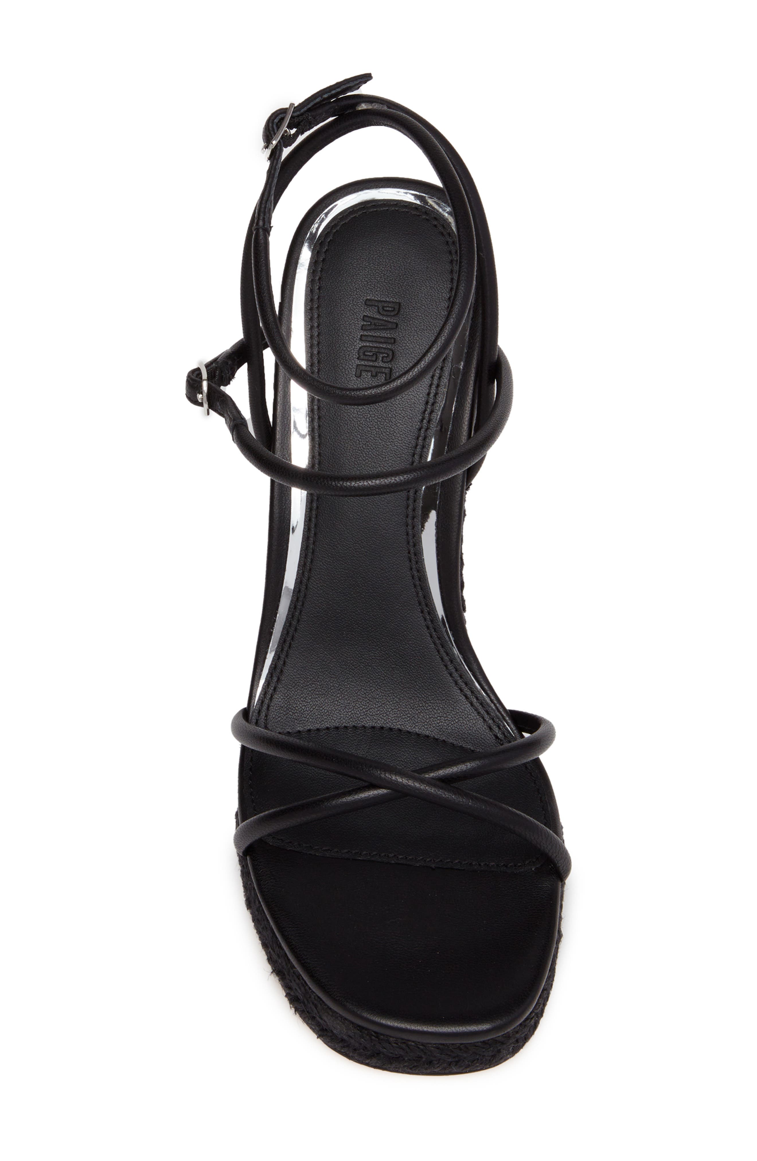 PAIGE Kerri Ankle Strap Espadrille Platform Wedge Sandal, Alternate, color, Black